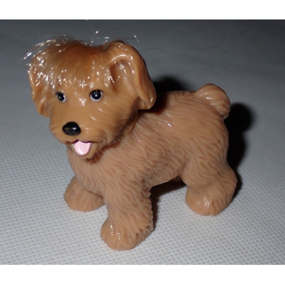 Fisher Price Loving Family Dollhouse Brown Puppy Dog has touch & Feel "fur"